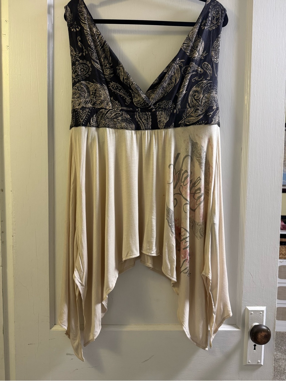 Harley-Davidson Black and Cream Handkerchief Hem Tank